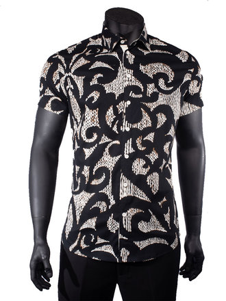 Ecliff Elie Cotton Voile Black Abstract Shirt
