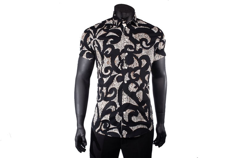 Ecliff Elie Cotton Voile Black Abstract Shirt