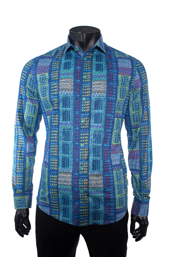 Ecliff Elie Italian Cotton Blue Squared Shirt