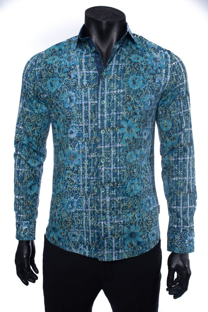 Ecliff Elie Italian Cotton Blue Floral Shirt