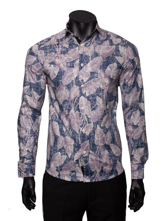Ecliff Elie Italian Cotton Purple Leaf Shirt