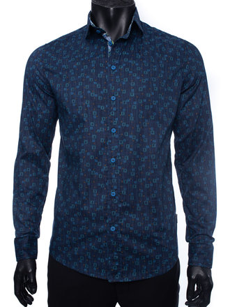 Ecliff Elie Italian Cotton Blue Shape Shirt