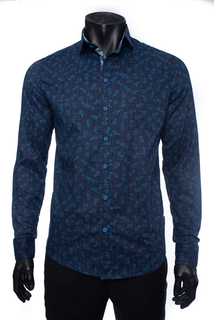 Ecliff Elie Italian Cotton Blue Shape Shirt