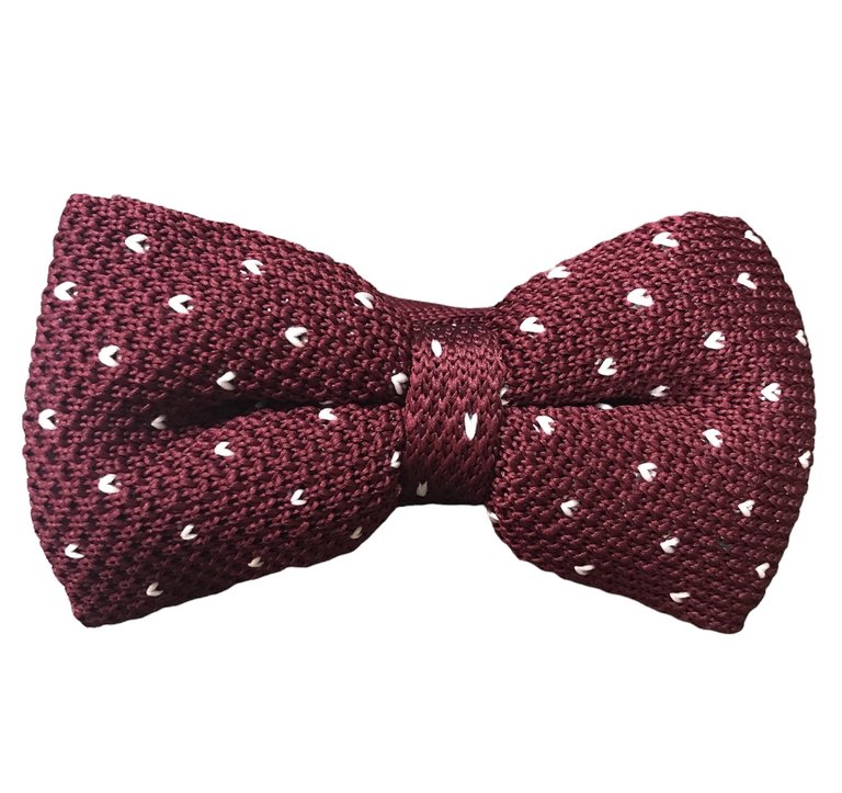 Ecliff Elie Knitted Maroon and White Bow Tie