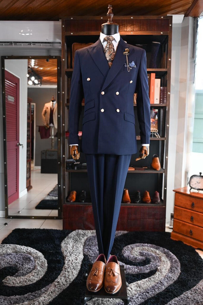 Ecliff Elie Navy Blue Double Breasted Breast 60