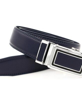 Ecliff Elie Navy Blue Leather Belt (Navy Blue/Silver Plaque Buckle)