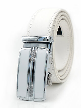 Ecliff Elie Adjustable White Leather Belt (White/Silver Buckle) Ecliff Elie Adjustable White Leather Belt (White/Silver Buckle)