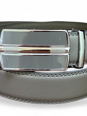 Ecliff Elie Adjustable Grey Leather Belt (Grey/Silver Buckle)