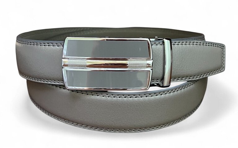 Ecliff Elie Adjustable Grey Leather Belt (Grey/Silver Buckle)