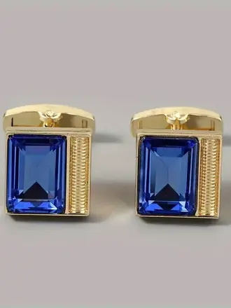 Ecliff Elie Blue Faux Gemstone Square Shaped Cufflink