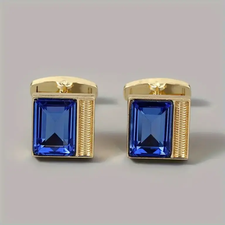 Ecliff Elie Blue Faux Gemstone Square Shaped Cufflink