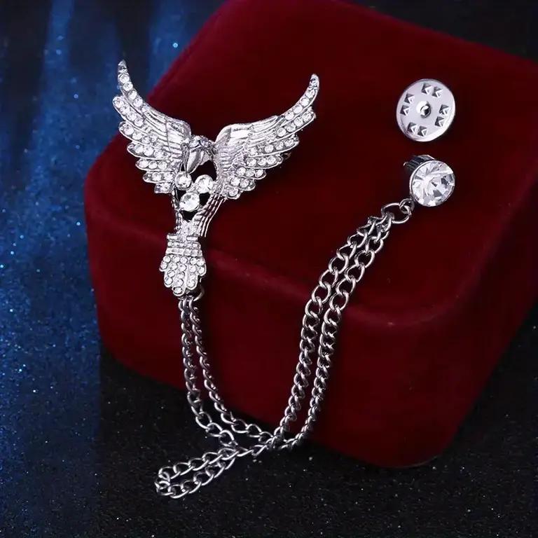 Ecliff Elie Silver Eagle Diamond Brooch