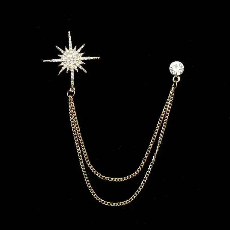 Ecliff Elie Gold Star Chain Brooch