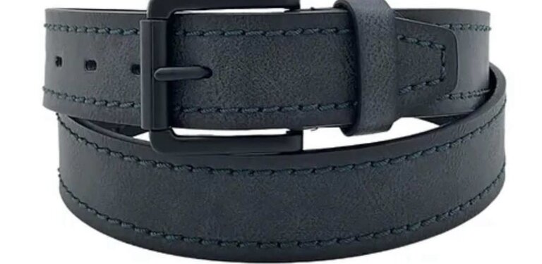 Ecliff Elie Casual Navy-Blue Leather Belt L