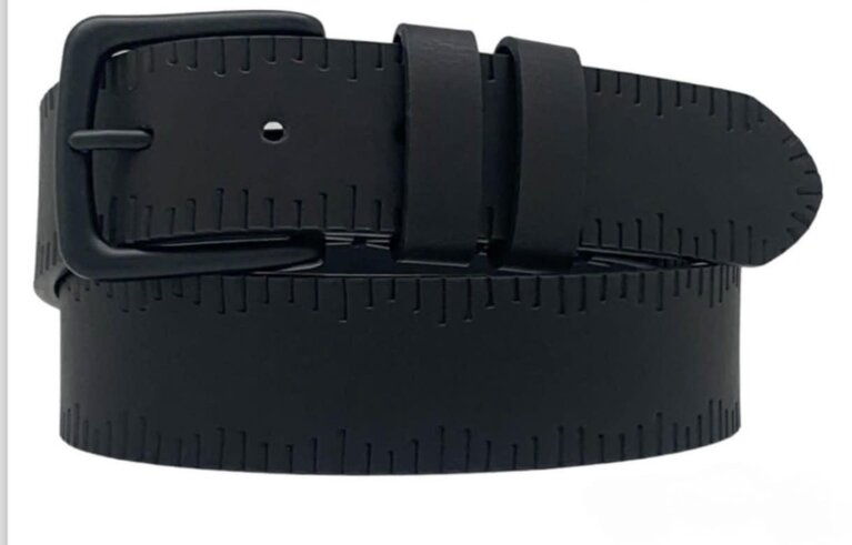 Ecliff Elie Black Meter Design Leather Belt S