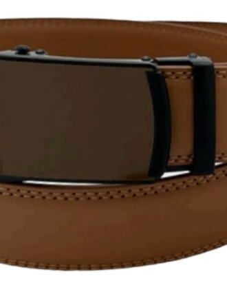 Ecliff Elie Tan Leather Belt (Tan Plaque Buckle) L