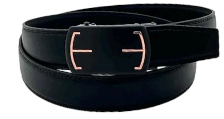 Ecliff Elie Black Leather (Double T Design Buckle) Belt L