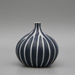 Mini Bud Vase - Blue with Carved White Stripe