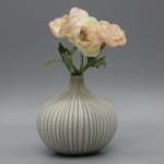Mini Bud Vase - White with Brown Dashed Stripe