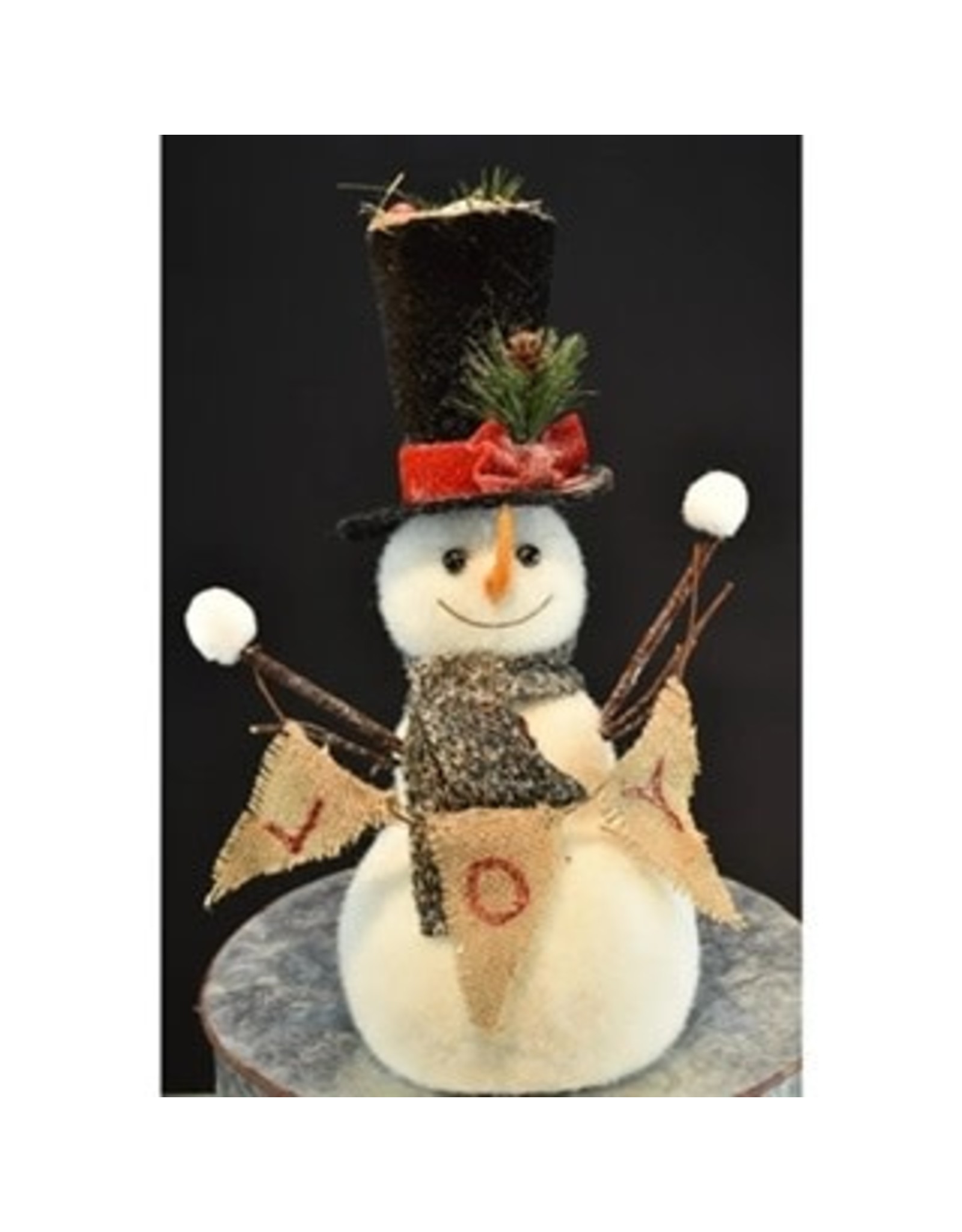 15.75” Snowman with Burlap "Joy" Sign