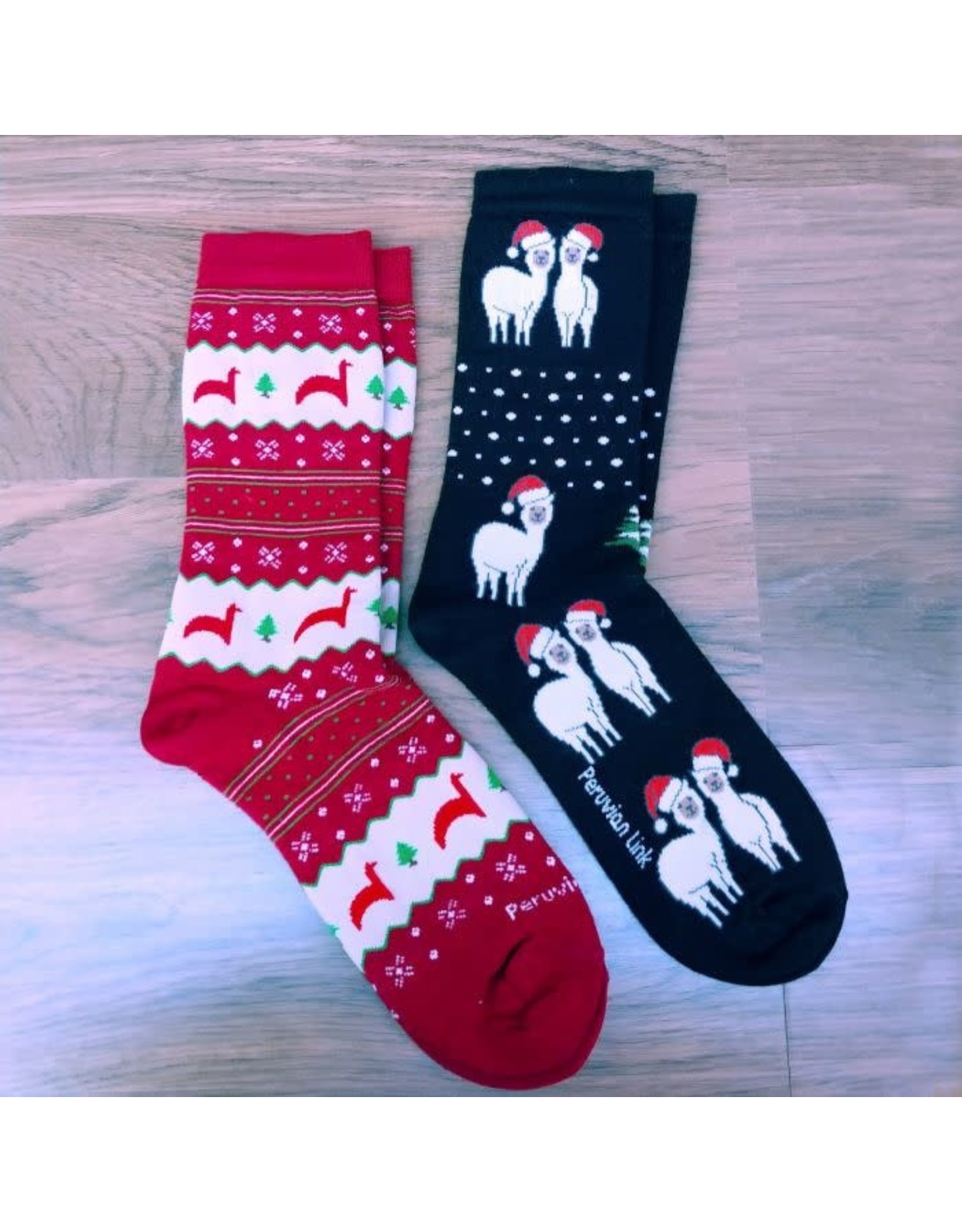 Christmas Print Alpaca Crew Sock