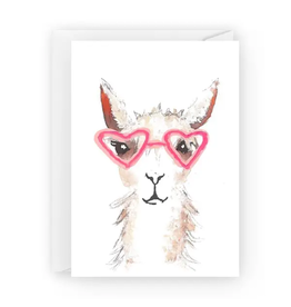 Alpaca with Heart Glasses Greeting Card