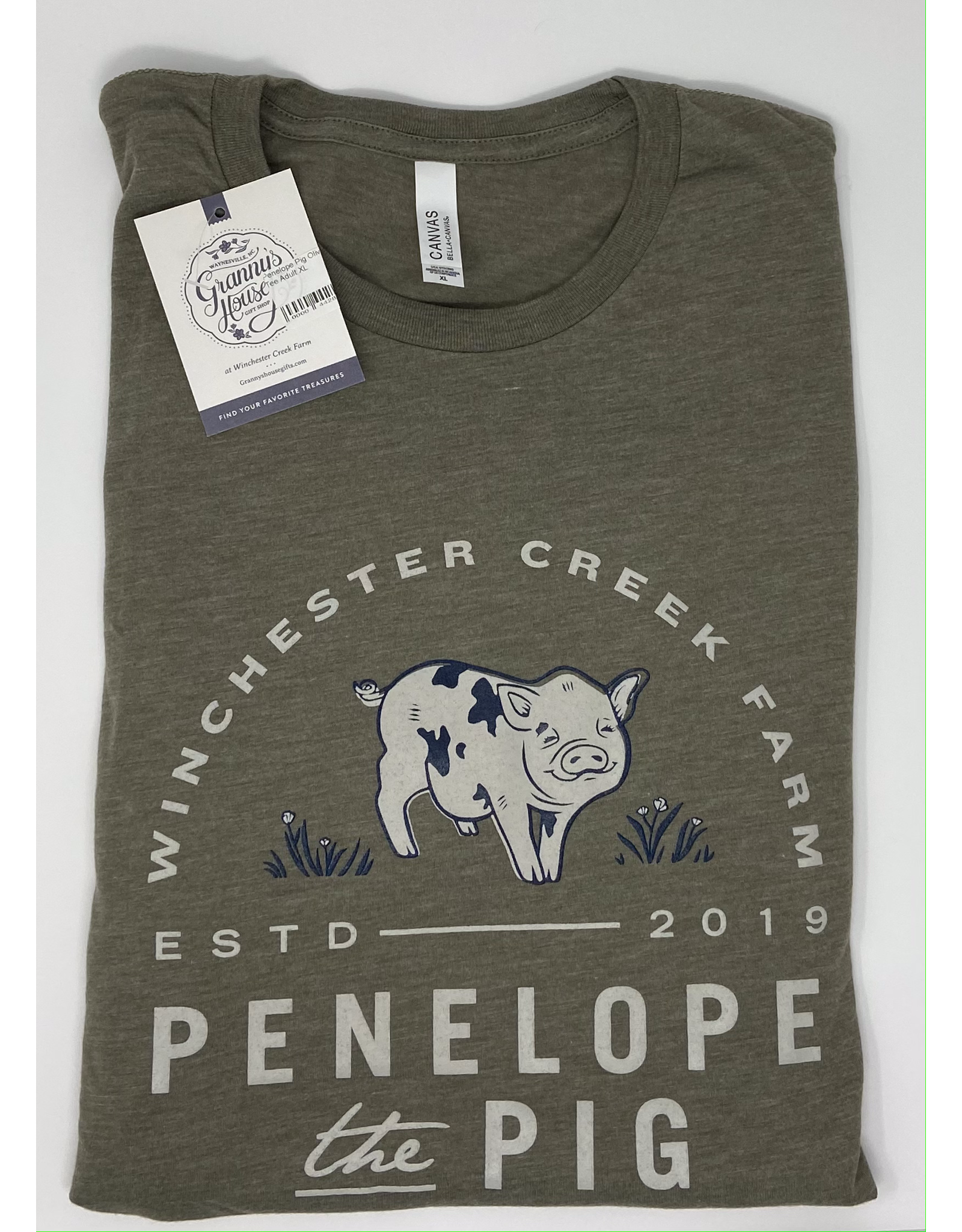 WCF Branded Apparel Penelope the Pig Olive Tri Blend T-Shirt - Adult
