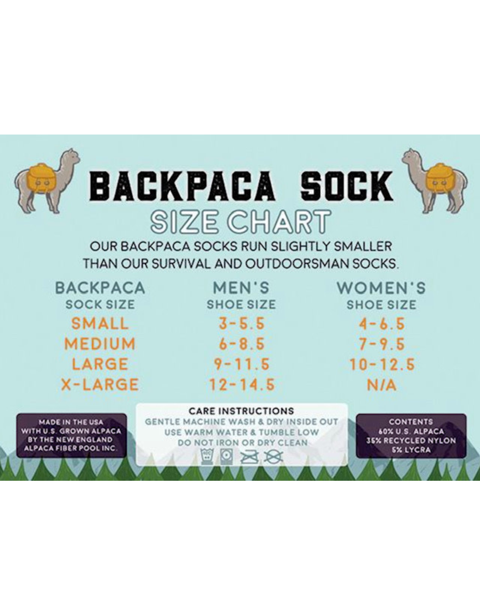 BACKPACA Large Alpaca Sock- Lightweight Sport Hiker