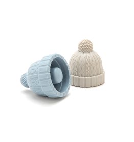 Blue and Grey Beanie Hat Bottle Stopper
