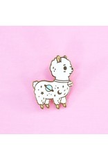 Alpaca Planet Enamel Pin-White/Glitter