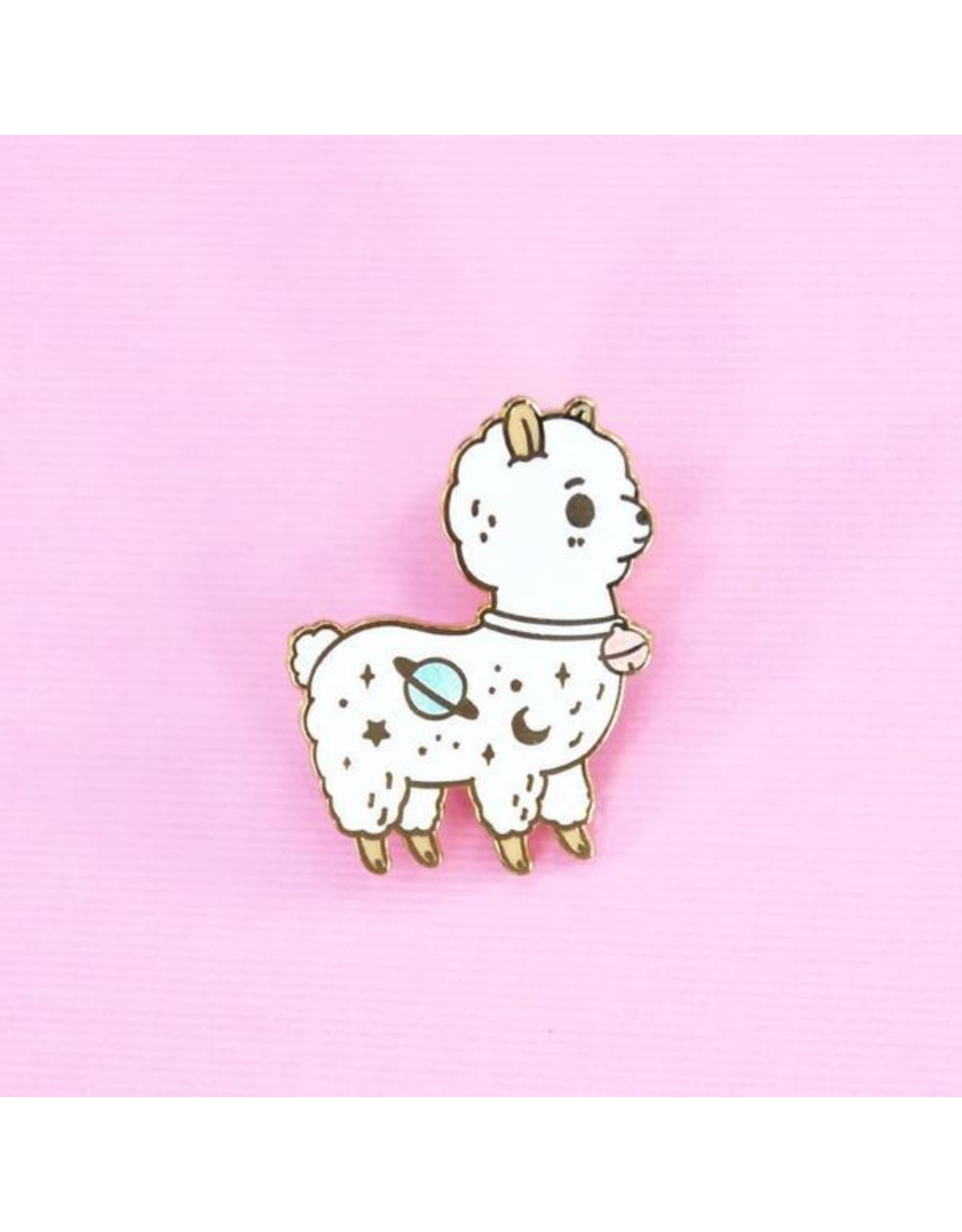 Alpaca Planet Enamel Pin-White/Glitter