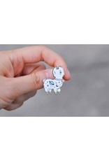 Alpaca Planet Enamel Pin-White/Glitter