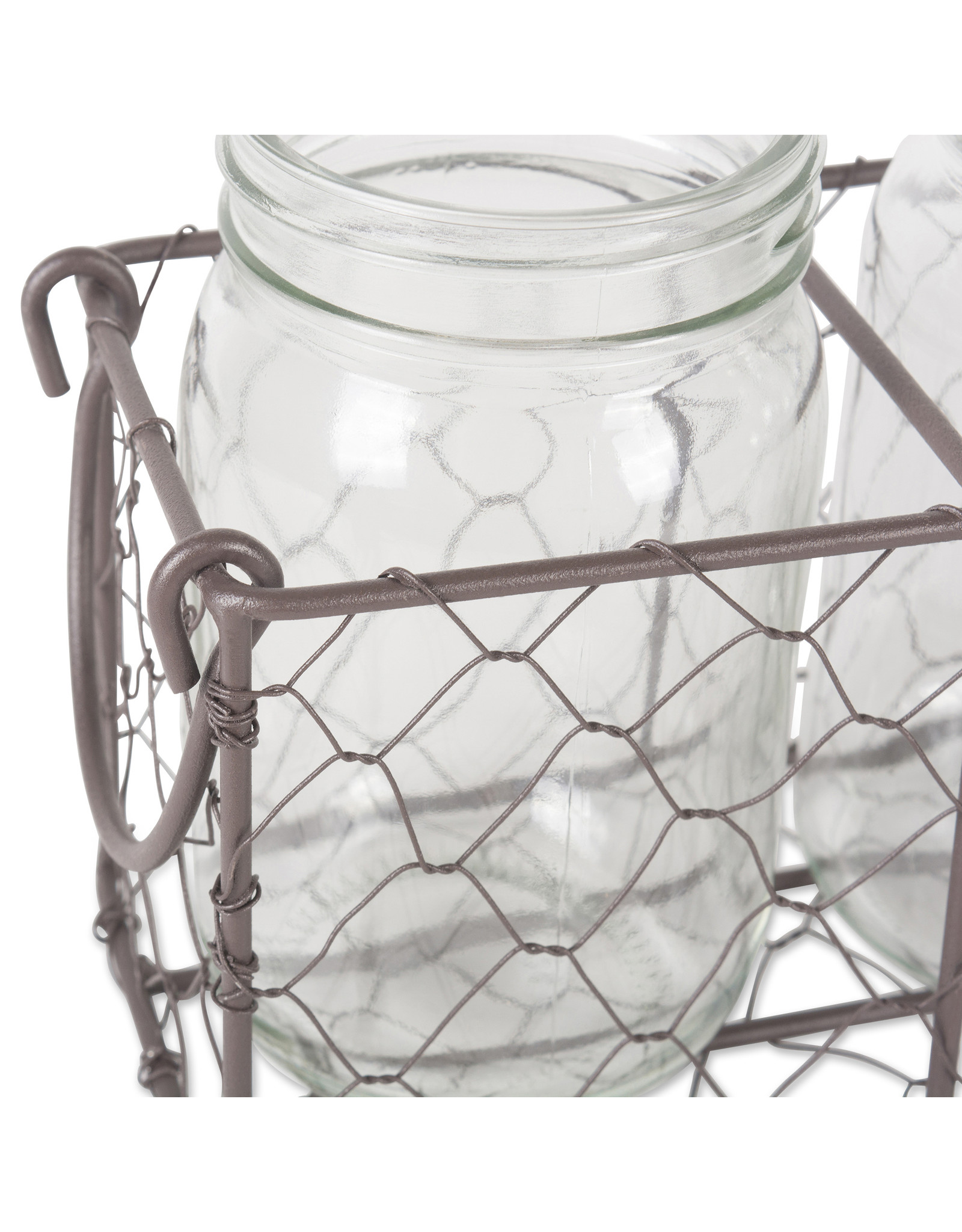 Rustic Bronze Chicken Wire Flatware Caddy W/ Clear Jars