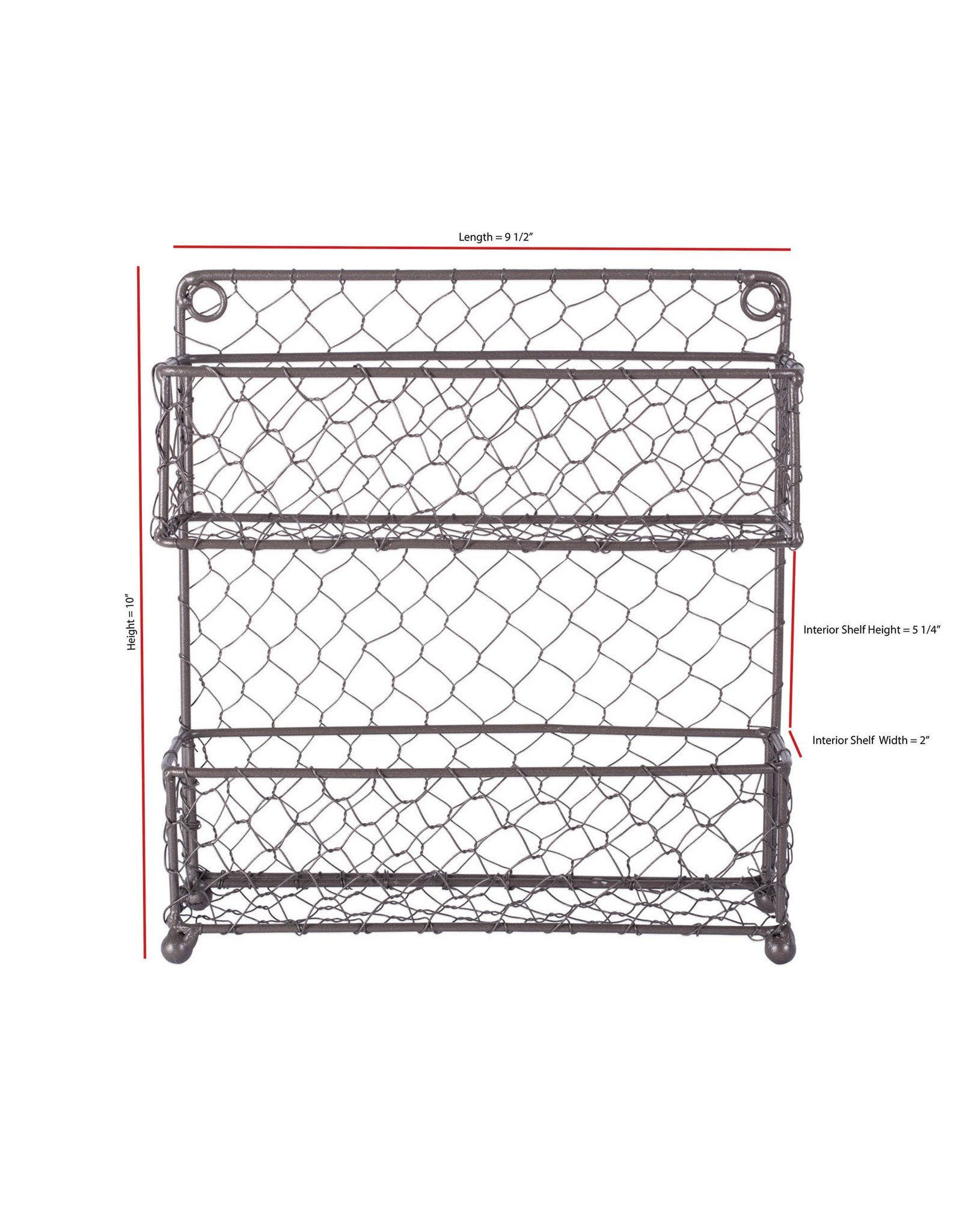 Vintage 2 Tier Chicken Wire Spice Rack-Grey