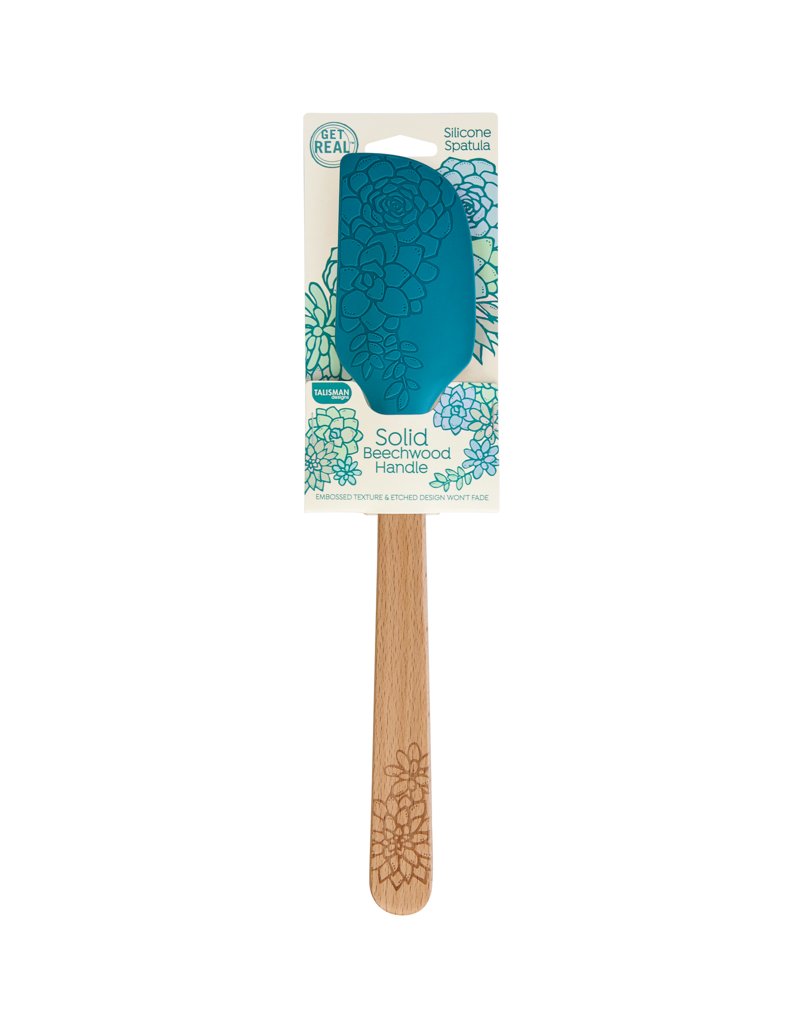 Teal Succulent Embossed Silicon Spatula