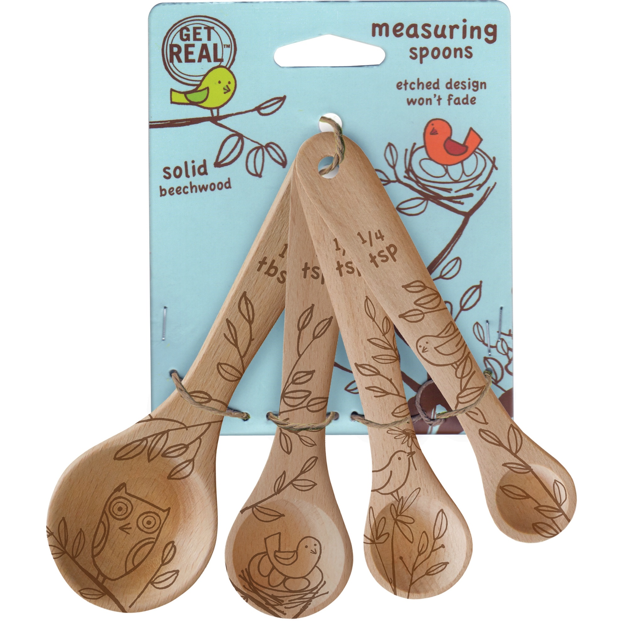 Silicone & Beech Wood Measuring Spoon Set