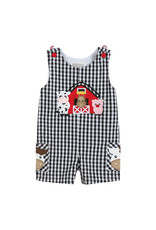 Black Gingham Barn Scene Overalls-2T