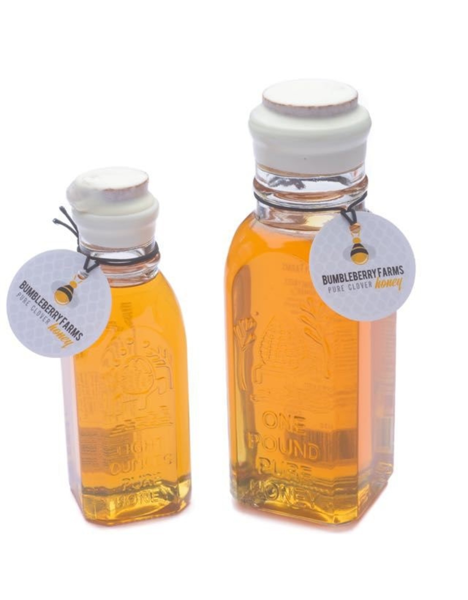 16oz Pure Clover Honey in Wax-dipped Embossed Honey Jar