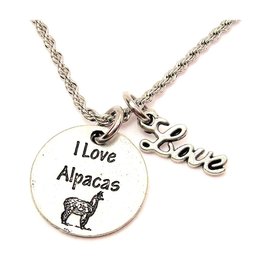 I Love Alpacas With Love Accent Animals- 20" Rope Necklace