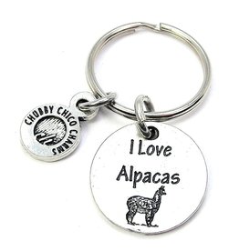 I Love Alpacas, Farming Animals, & Yarn Knitting Key Chain