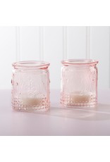 Vintage Pink Tea Light Glass