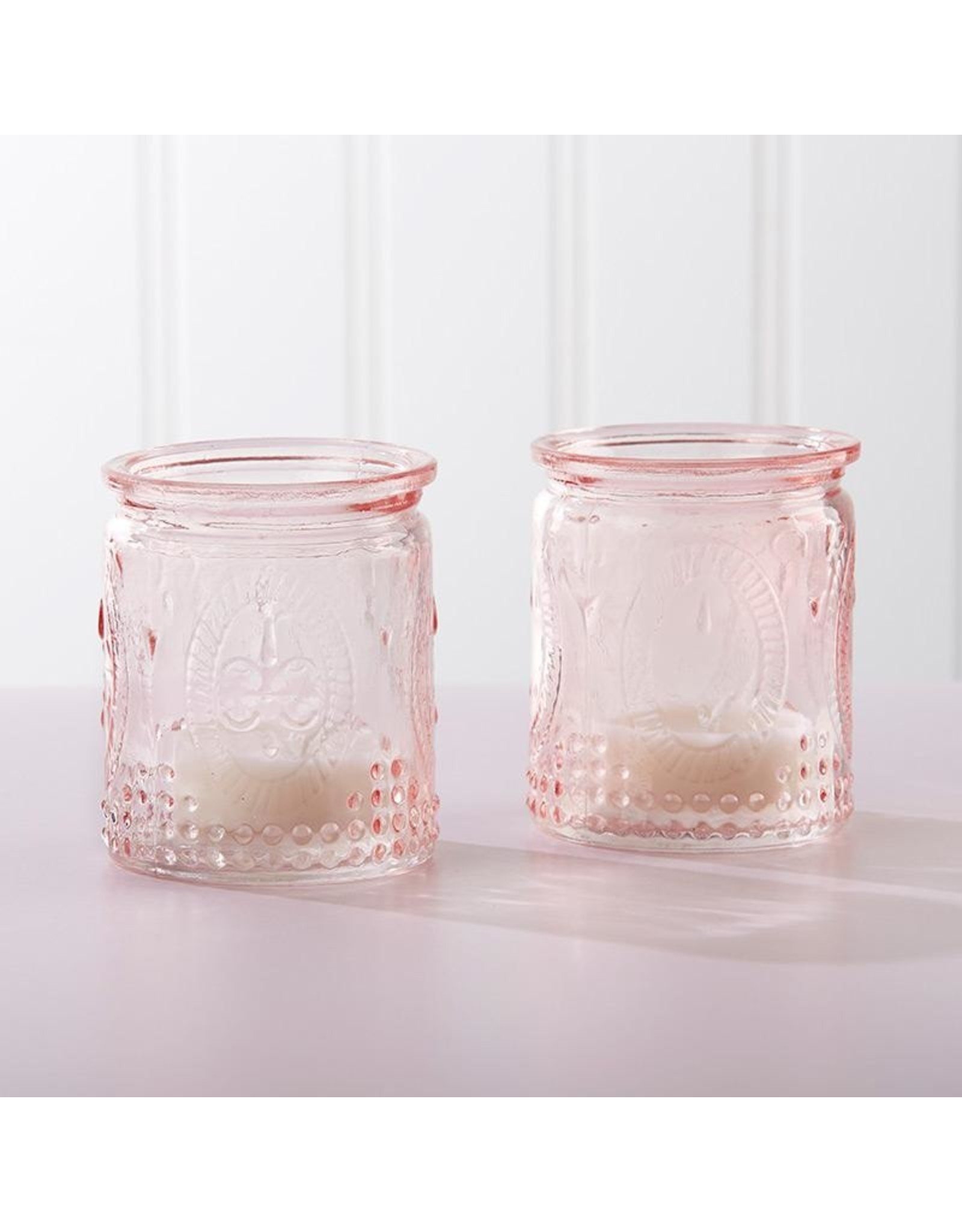 Vintage Pink Tea Light Glass