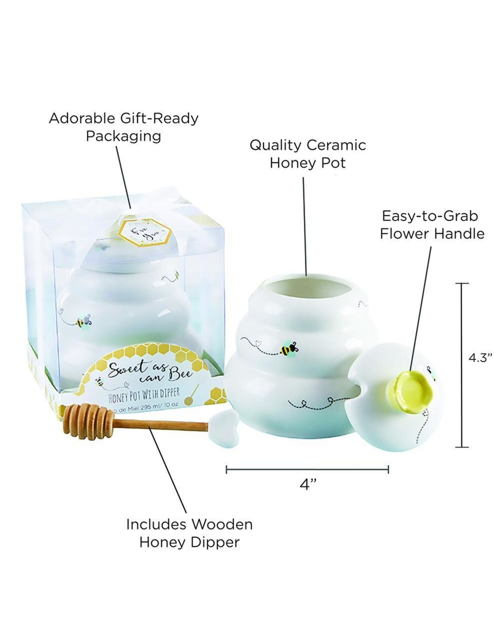 Sweet As Can Bee Ceramic Honey Pot With Dipper