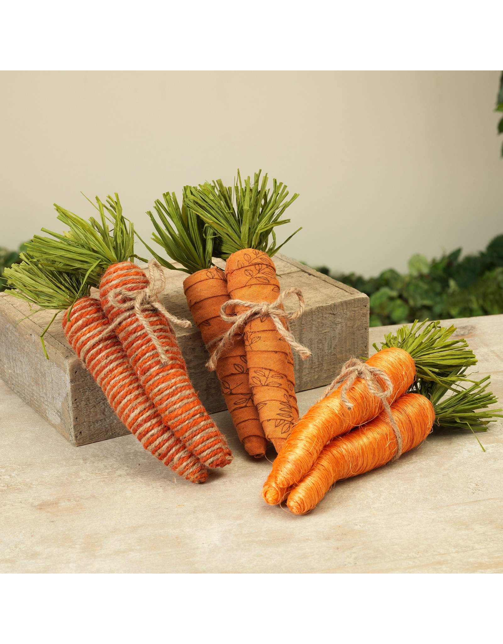 Set of 3 Leaf Carrot Bundles-10" H