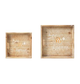 Nesting Wood Bee Design Engraved Trays