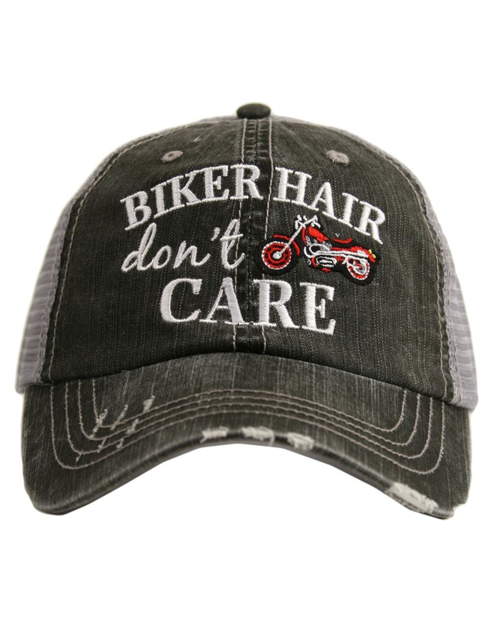 Biker Hair Don't Care-Trucker Hat Red