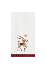 Reindeer Wonderland-Embroidered Waffle Weave Towel
