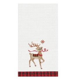 Reindeer Wonderland-Embroidered Waffle Weave Towel