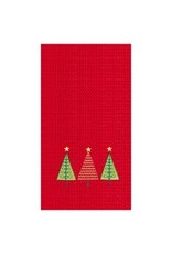 3 Christmas Trees-Embroidered Waffle Weave Towel