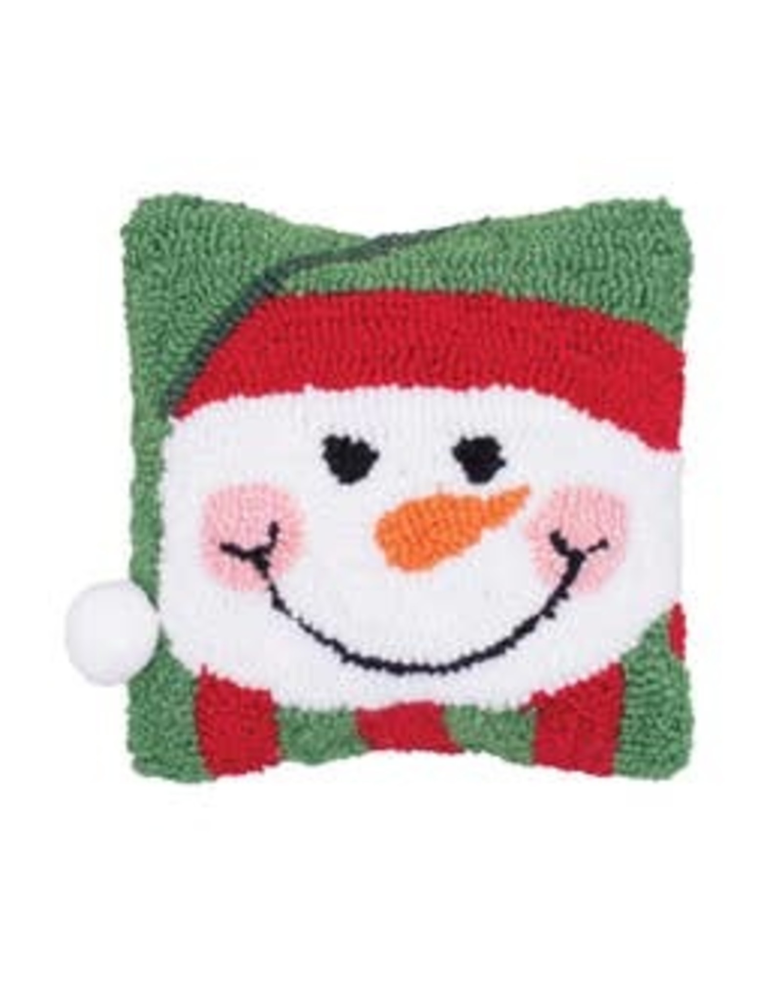 Happy Snowman-Hooked 8x8 Gift Pillow